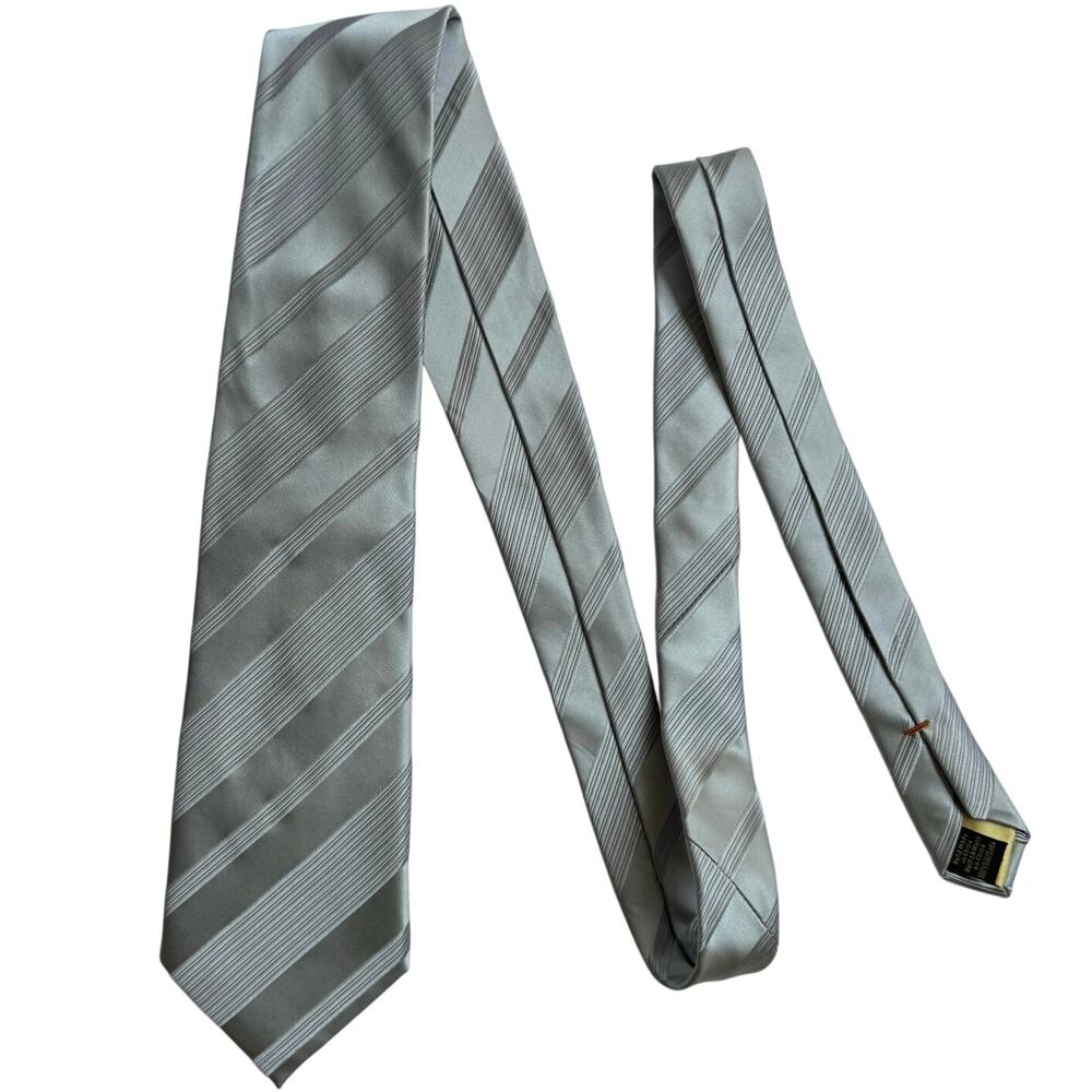 Donald J Trump Signature Collection Mens Neck Tie Gray 100% Silk Luxury Gold Bar - Picture 3 of 8